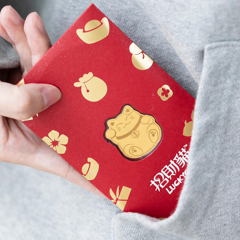 Gold foil mobile phone sticker，Lucky Cat