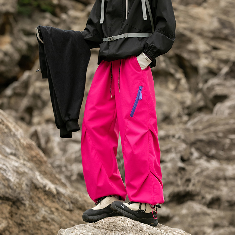 潮牌戶外三合一加厚羽絨衝鋒褲男女款防風保暖直筒工裝褲