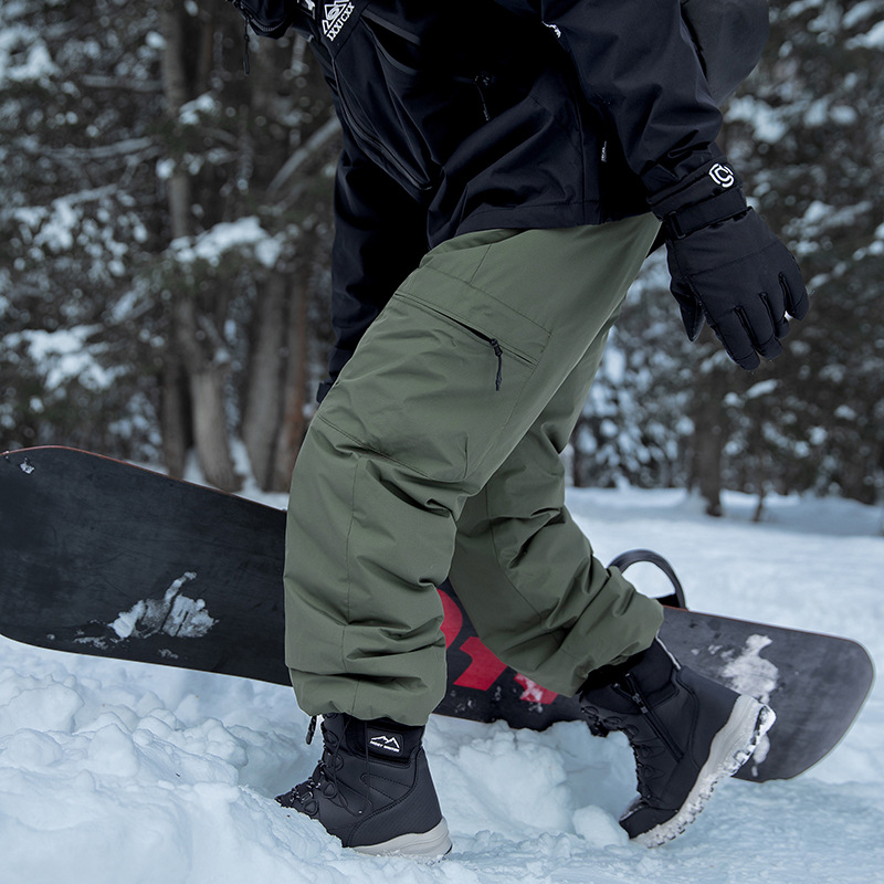 潮牌羽絨褲男冬季戶外徒步登山工裝防水防寒情侶寬鬆滑雪褲