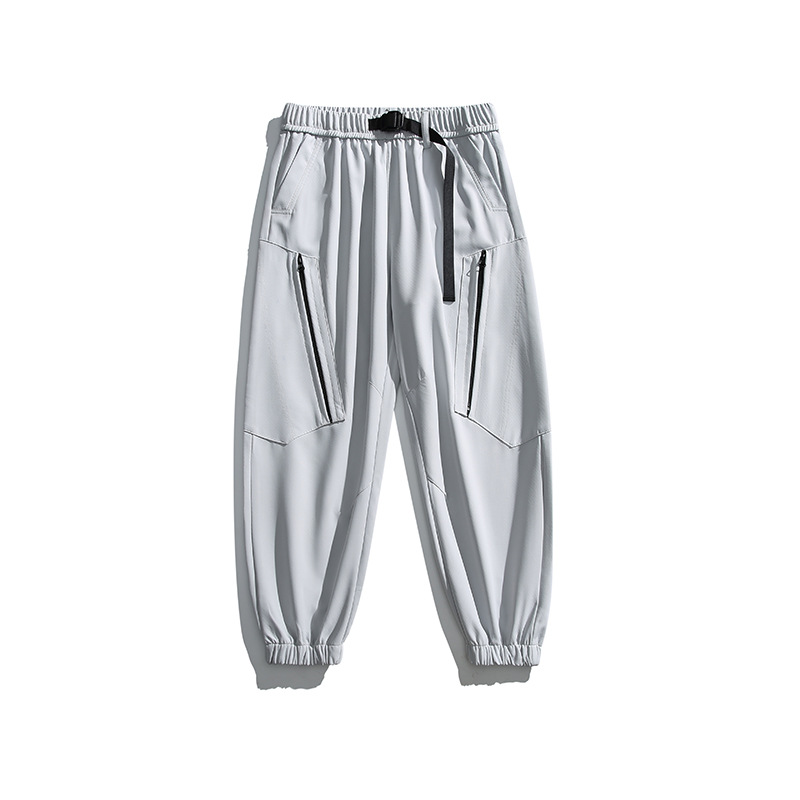 潮牌山系冲锋裤男秋冬季户外宽松登山加绒工装束脚长裤子