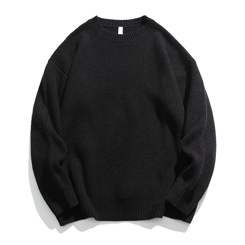 IZEXX美拉德純色圓領針織衫男款冬季潮牌寬鬆情侶休閒百搭毛衣潮