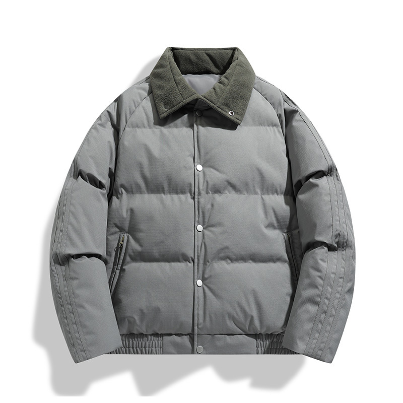 潮牌秋冬加厚保暖棉服男女翻領紐扣鎖聞麪包服情侶棉衣外套