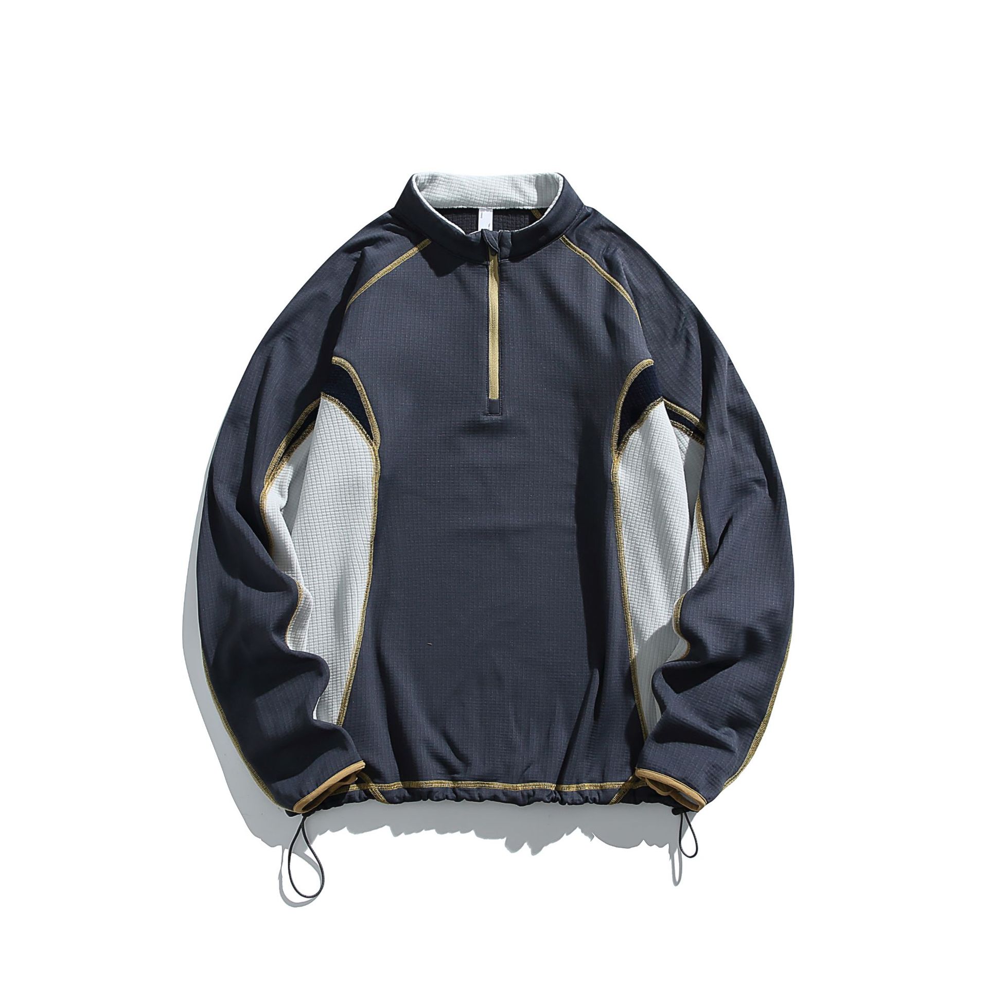 潮牌戶外保暖抗菌長袖男女款加絨衛衣情侶寬鬆運動拼接上衣