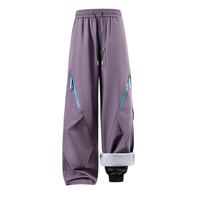 潮牌戶外三合一加厚羽絨衝鋒褲男女款防風保暖直筒工裝褲