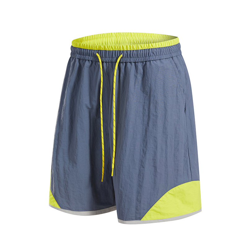 潮牌夏季拼接速幹短袖套裝男圓領吸溼排汗健身運動T恤五分褲