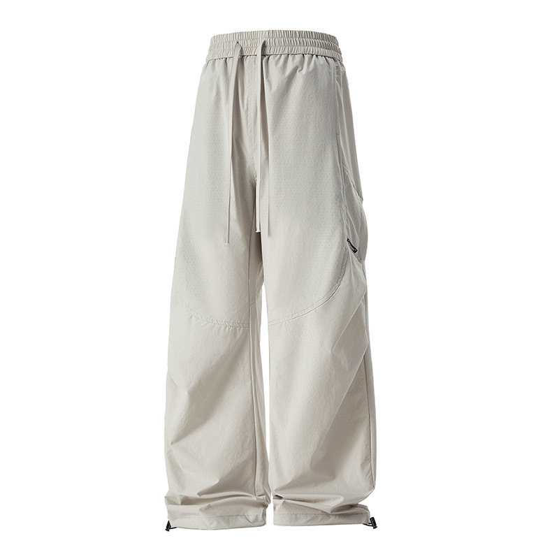 潮牌夏季美式傘兵褲男薄款冰絲休閒速幹長褲戶外運動直筒褲