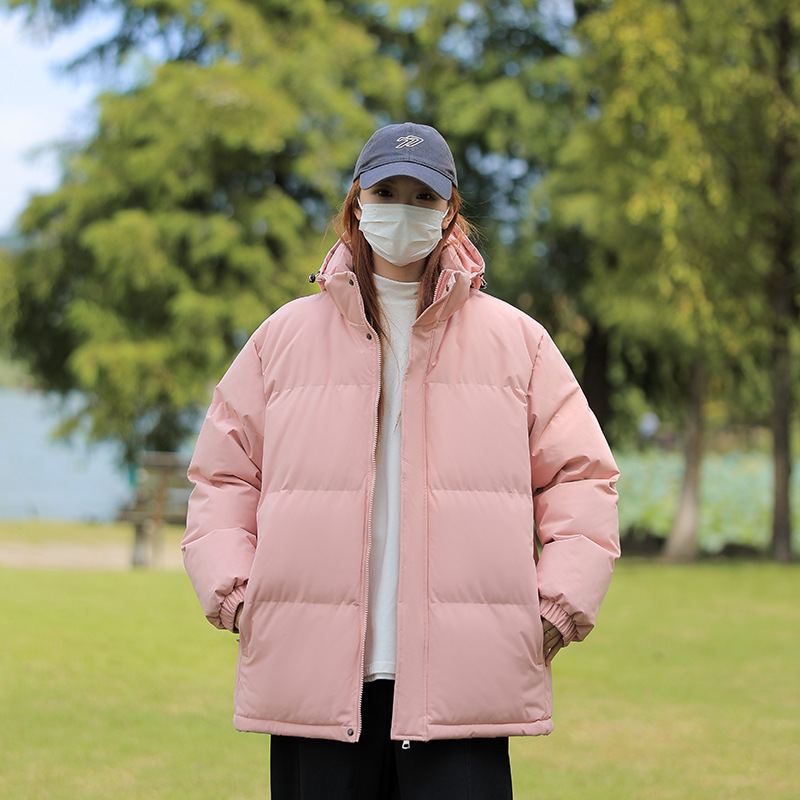 潮牌冬季紅色加厚棉服男保暖寬鬆連帽情侶款韓版麵包服外套