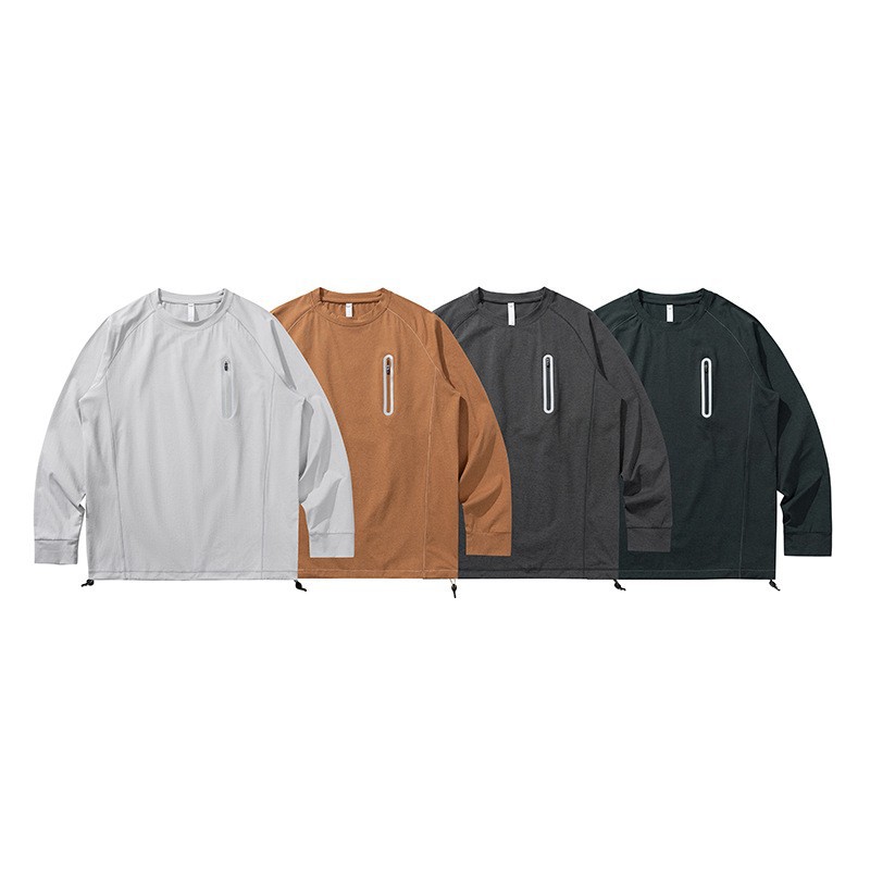 潮牌春季新款通勤長袖T恤男吸溼排汗速幹防紫外線情侶款上衣