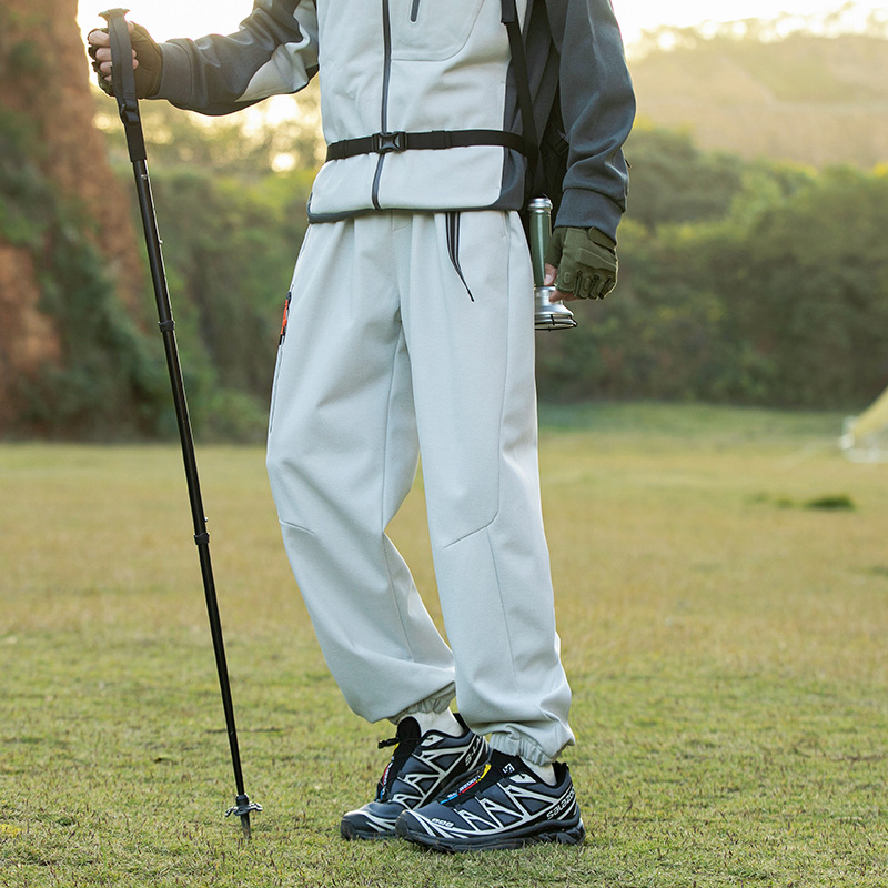 潮牌春季戶外運動速干休閒褲男美式傘兵褲寬鬆情侶款彎刀褲