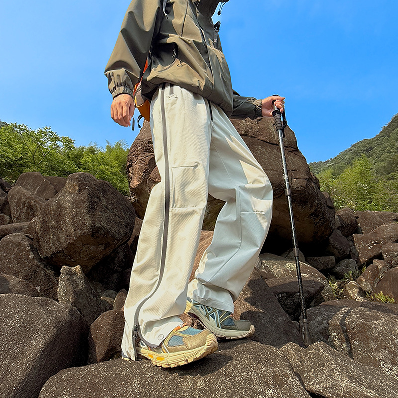 潮牌山系戶外寬鬆防風防水衝鋒工裝褲男款登山徒步休閒長褲
