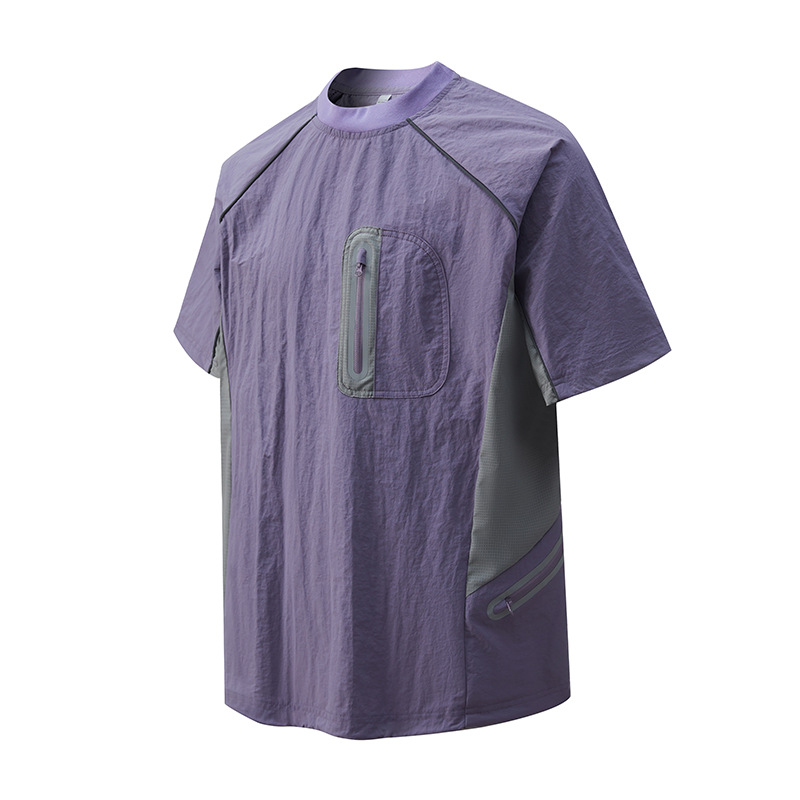 潮牌夏季戶外三防運動短袖短褲套裝男多口袋輕薄圓領T恤上衣