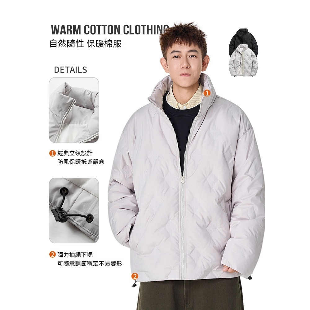 潮牌冬季防寒保暖加厚棉衣男女立領麵包服夾克棉服棉襖外套