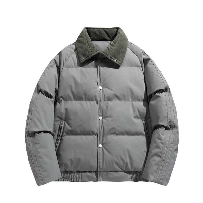 潮牌秋冬加厚保暖棉服男女翻領紐扣鎖聞麪包服情侶棉衣外套