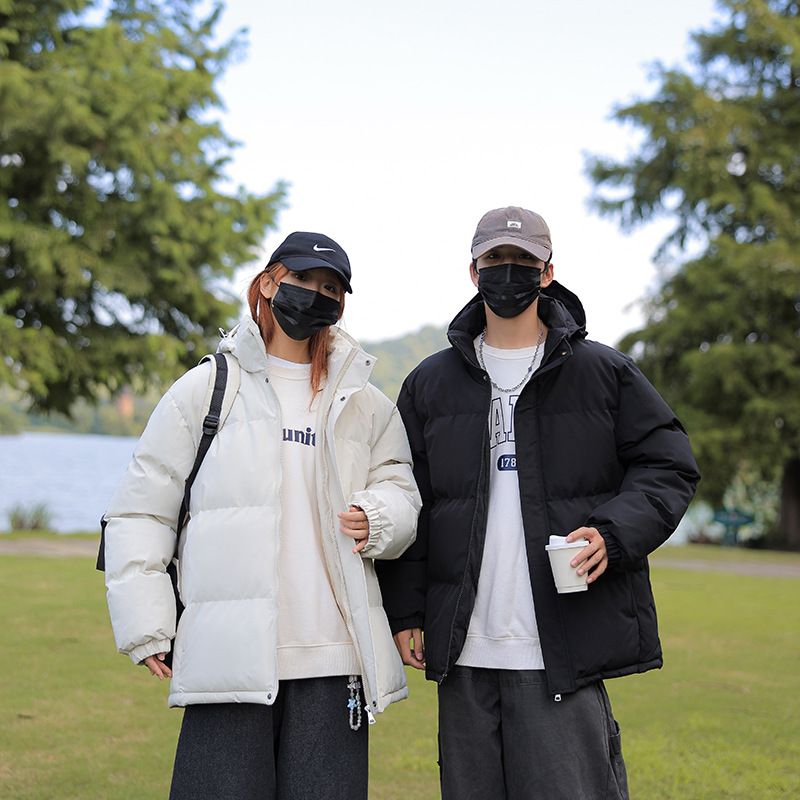 潮牌冬季紅色加厚棉服男保暖寬鬆連帽情侶款韓版麵包服外套