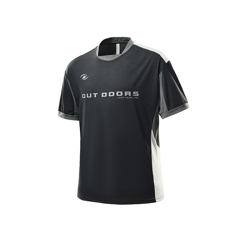 潮牌夏季通勤短袖T恤男運動速乾撞色拼接寬鬆休閒情侶上衣