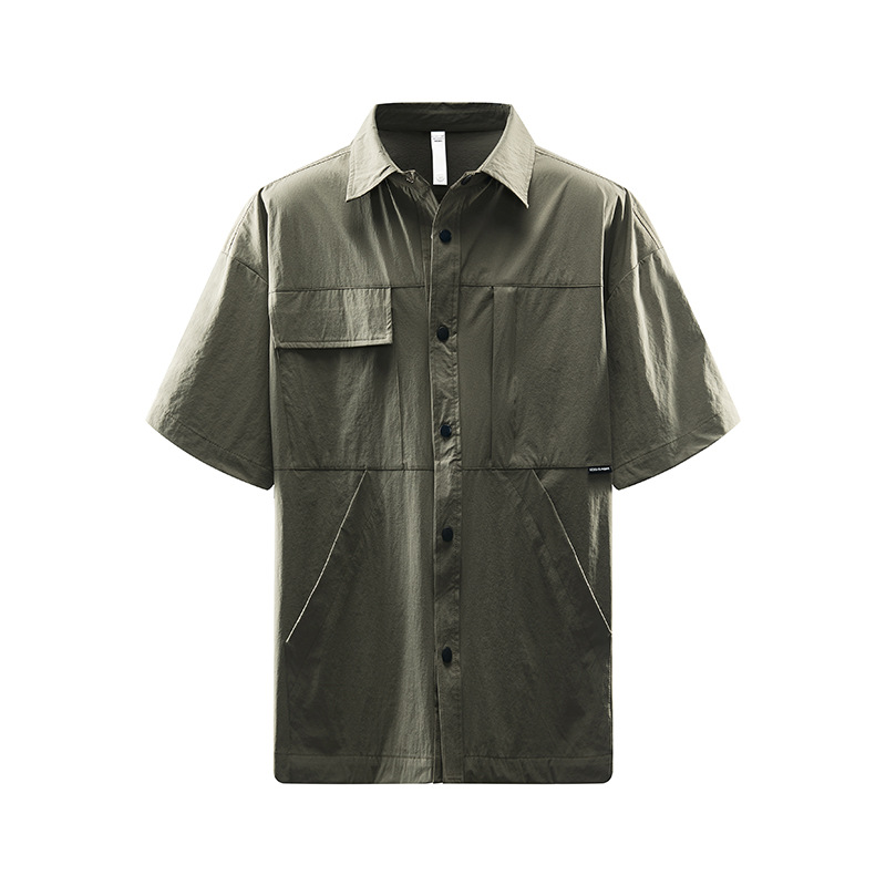 潮牌戶外短袖男UPF50夏季百搭休閒運動速乾防紫外線情侶襯衫