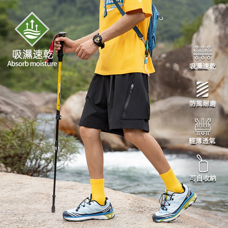 潮牌戶外短褲男夏季休閒百搭運動輕薄可收納五分褲寬鬆透氣