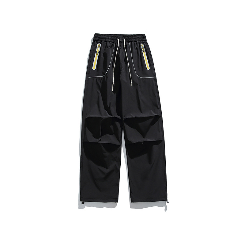 潮牌戶外三防潑水速乾衝鋒褲子男女撞色反光拉鍊機能工裝褲