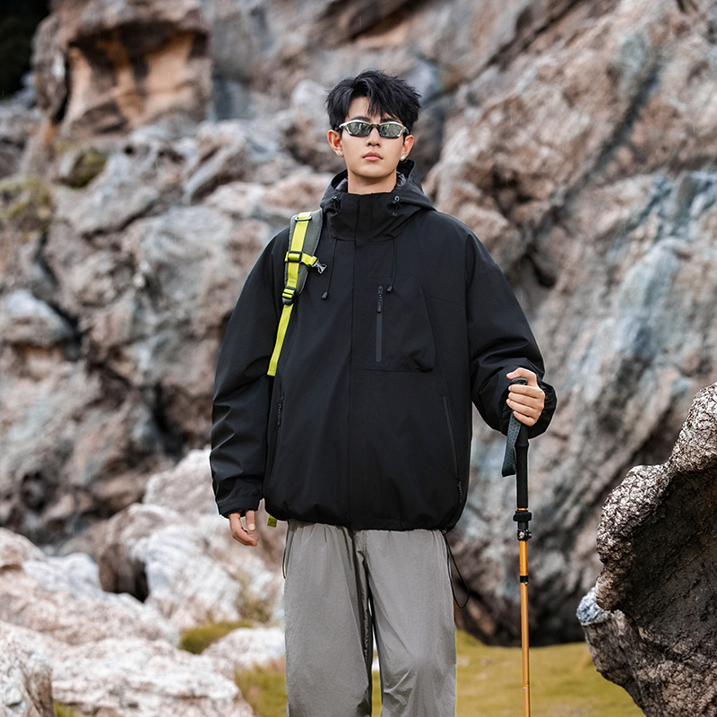 潮牌戶外運動防風三合一衝鋒衣輕薄羽絨服男女款搖粒絨外套