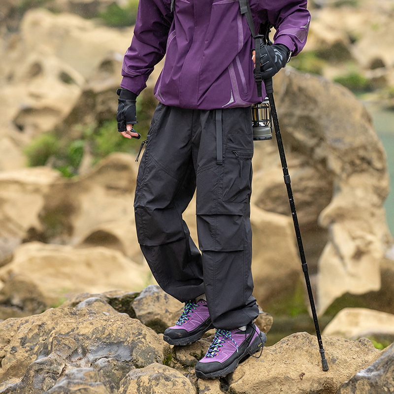 潮牌春季新款戶外三防衝鋒褲男防水一褲兩穿休閒工裝長褲