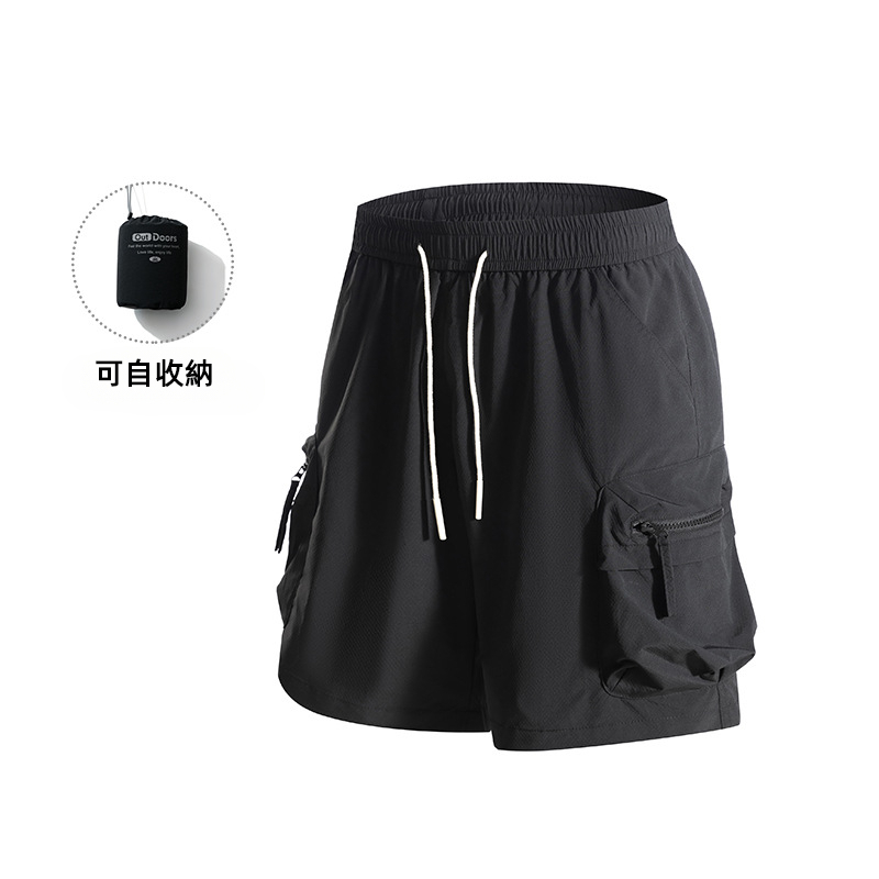 潮牌戶外短褲男夏季山系百搭休閒運動寬鬆透氣五分褲可收納