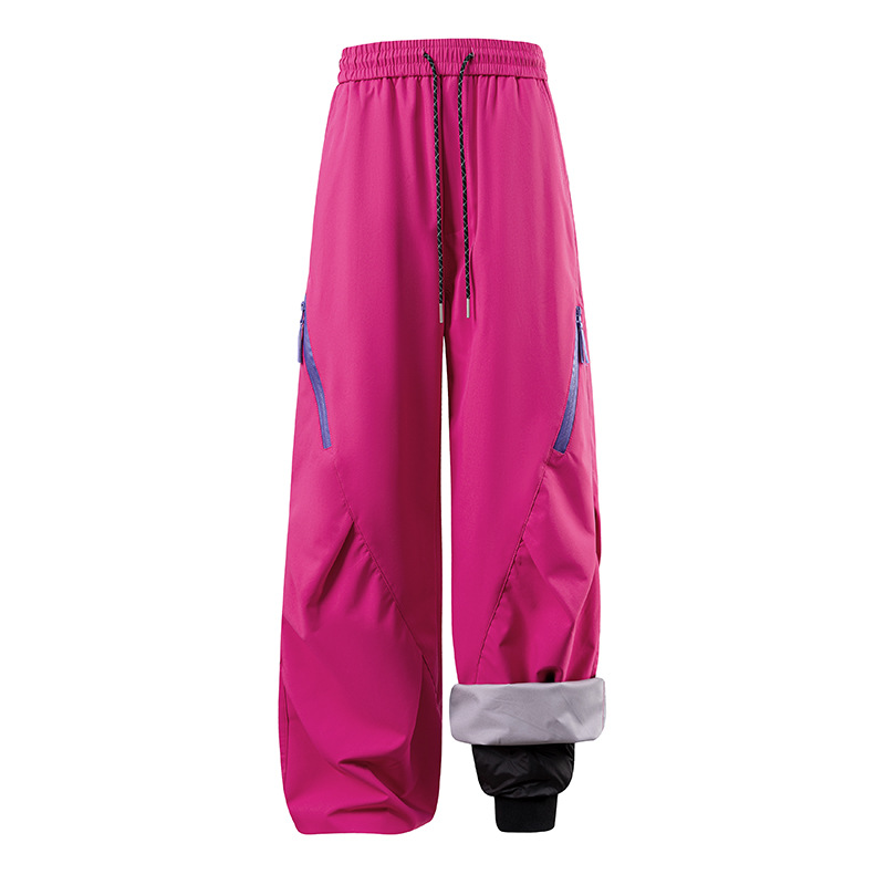 潮牌戶外三合一加厚羽絨衝鋒褲男女款防風保暖直筒工裝褲