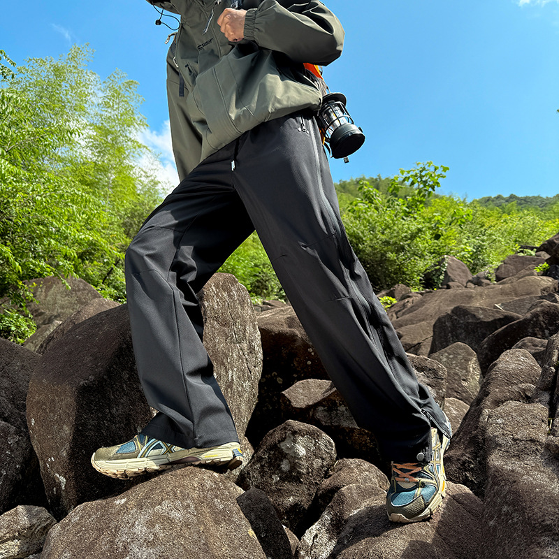 潮牌山系戶外寬鬆防風防水衝鋒工裝褲男款登山徒步休閒長褲