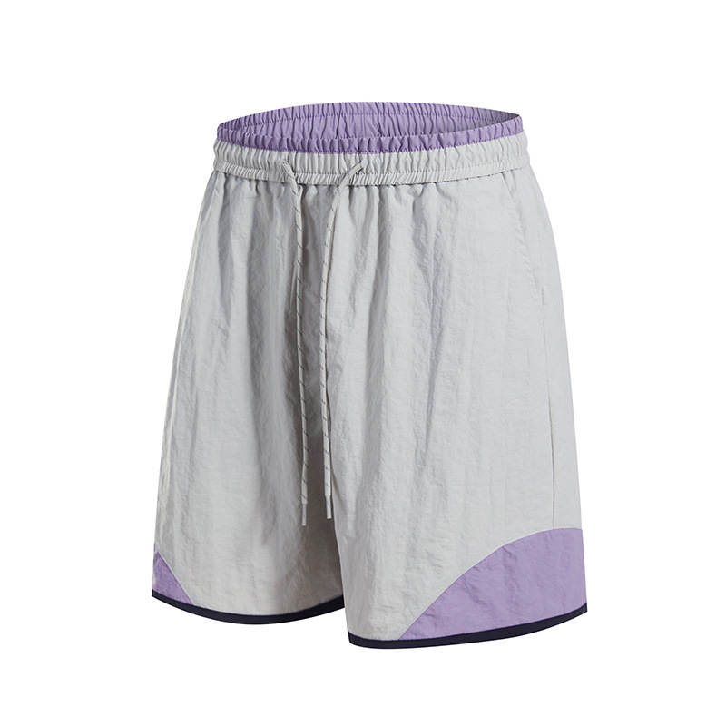 潮牌夏季拼接速幹短袖套裝男圓領吸溼排汗健身運動T恤五分褲