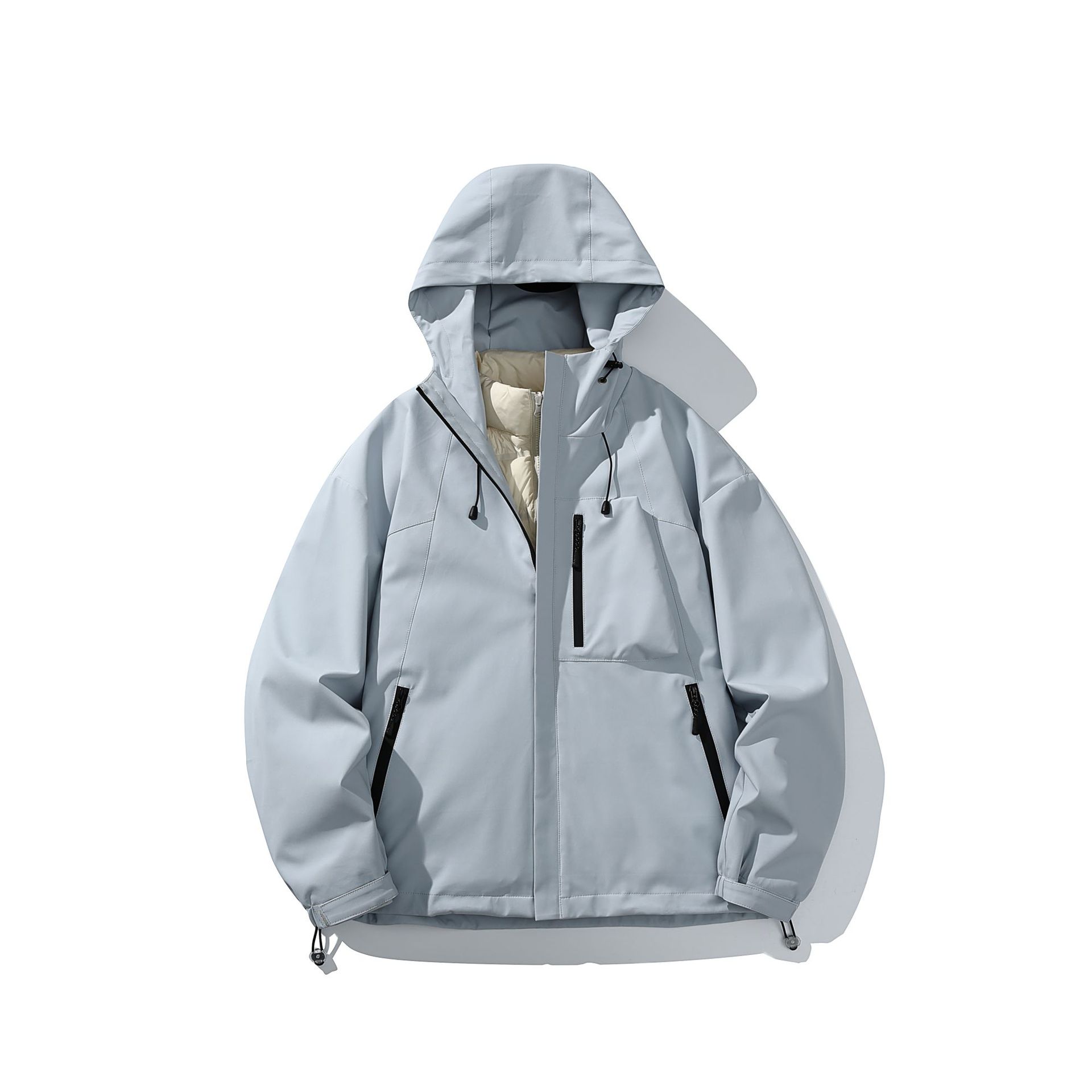 潮牌戶外運動防風三合一衝鋒衣輕薄羽絨服男女款搖粒絨外套