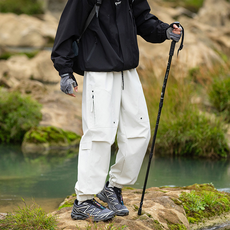潮牌春季新款戶外防水衝鋒褲男女寬鬆運動直筒工裝休閒長褲