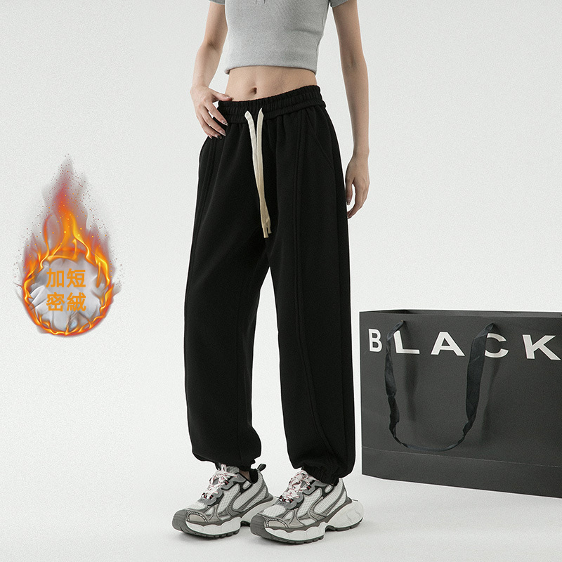 潮牌秋季新款美式束腳衛褲男女款運動休閒褲寬鬆垂感直筒褲