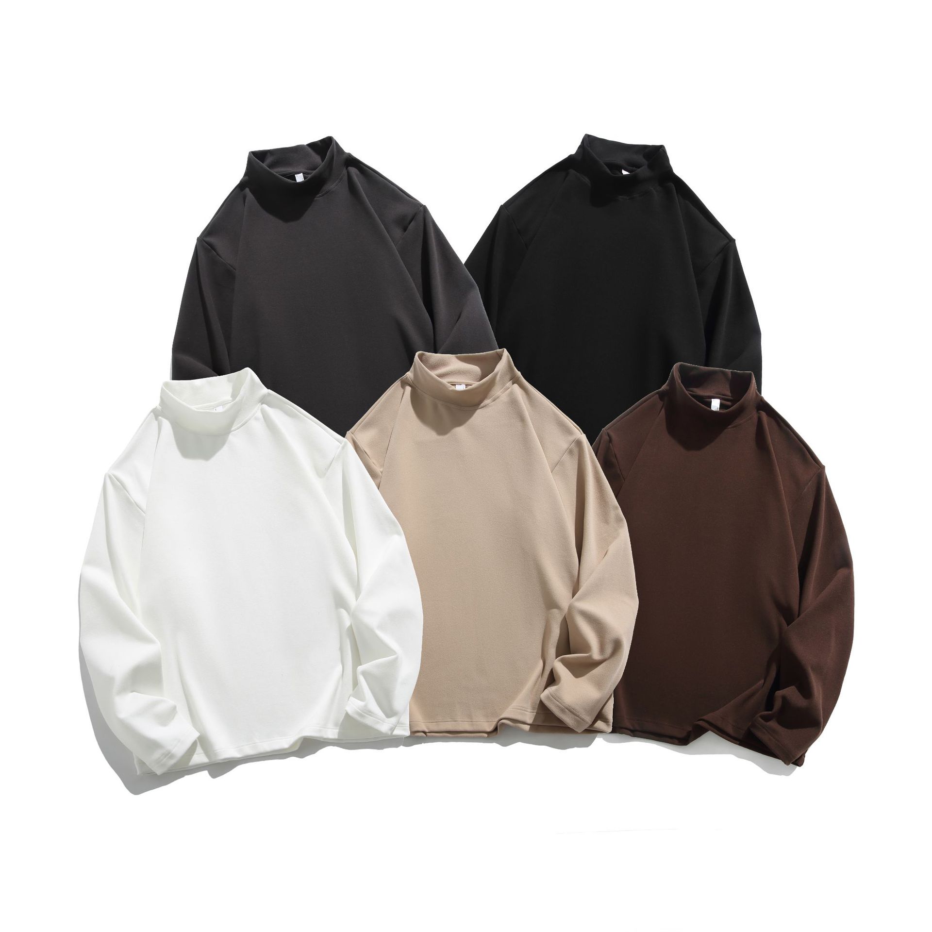 潮牌秋冬保暖加厚德絨長袖T恤男女打底衫圓領情侶內搭上衣