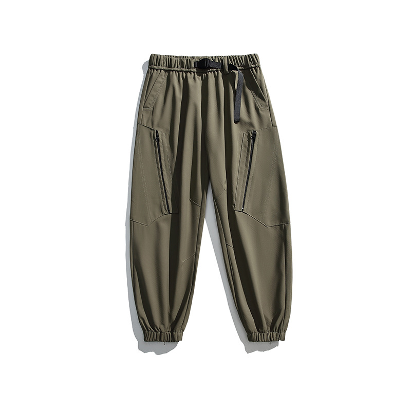 潮牌山系冲锋裤男秋冬季户外宽松登山加绒工装束脚长裤子