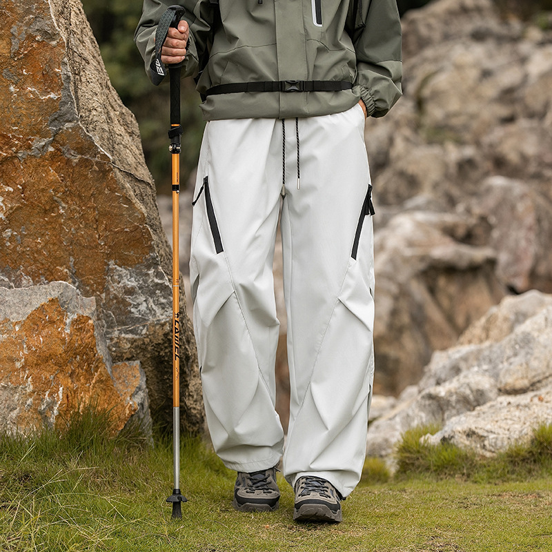 潮牌戶外三合一加厚羽絨衝鋒褲男女款防風保暖直筒工裝褲