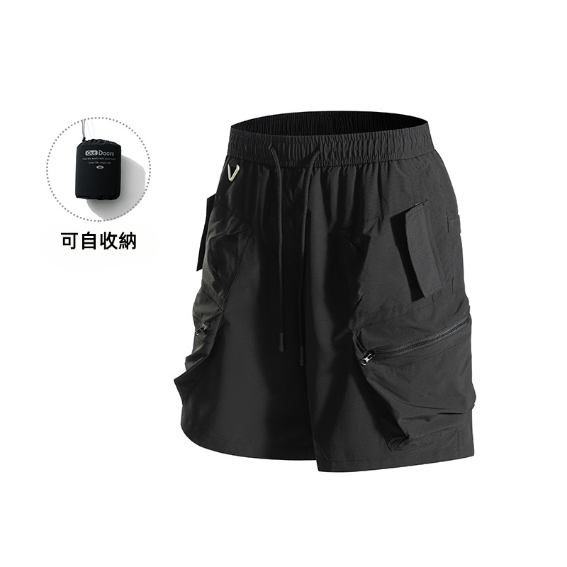 潮牌戶外男短褲夏季山系休閒百搭五分褲輕薄透氣寬鬆可收納