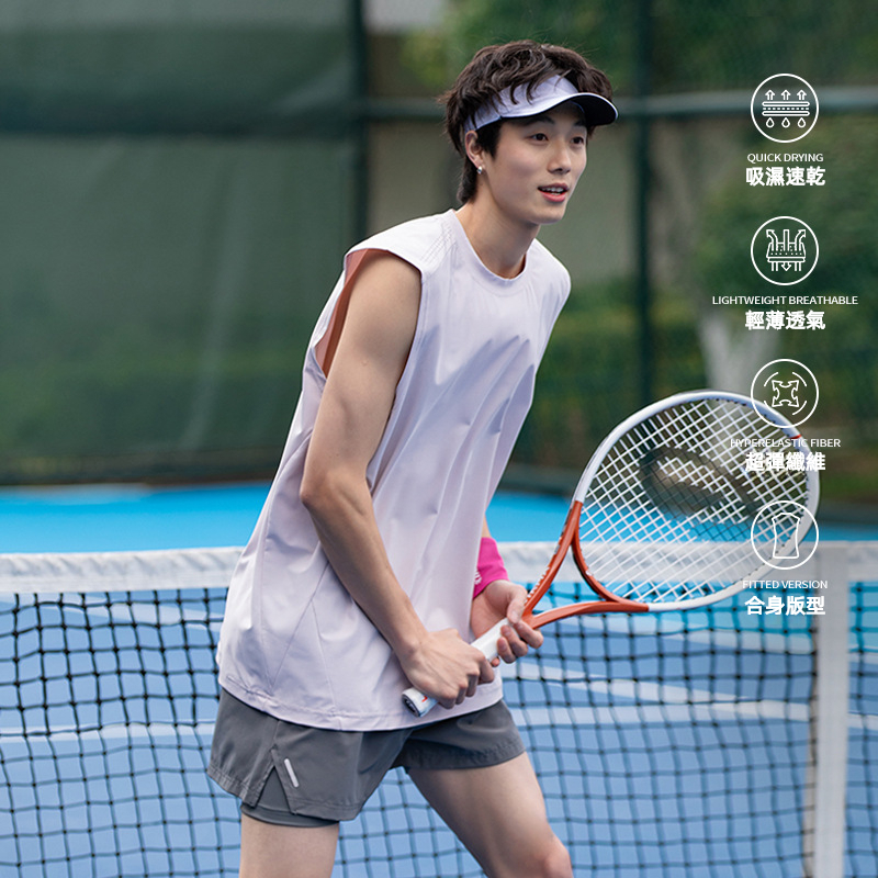 潮牌夏季冰絲速幹運動背心男寬鬆無袖跑步健身坎肩無袖上衣