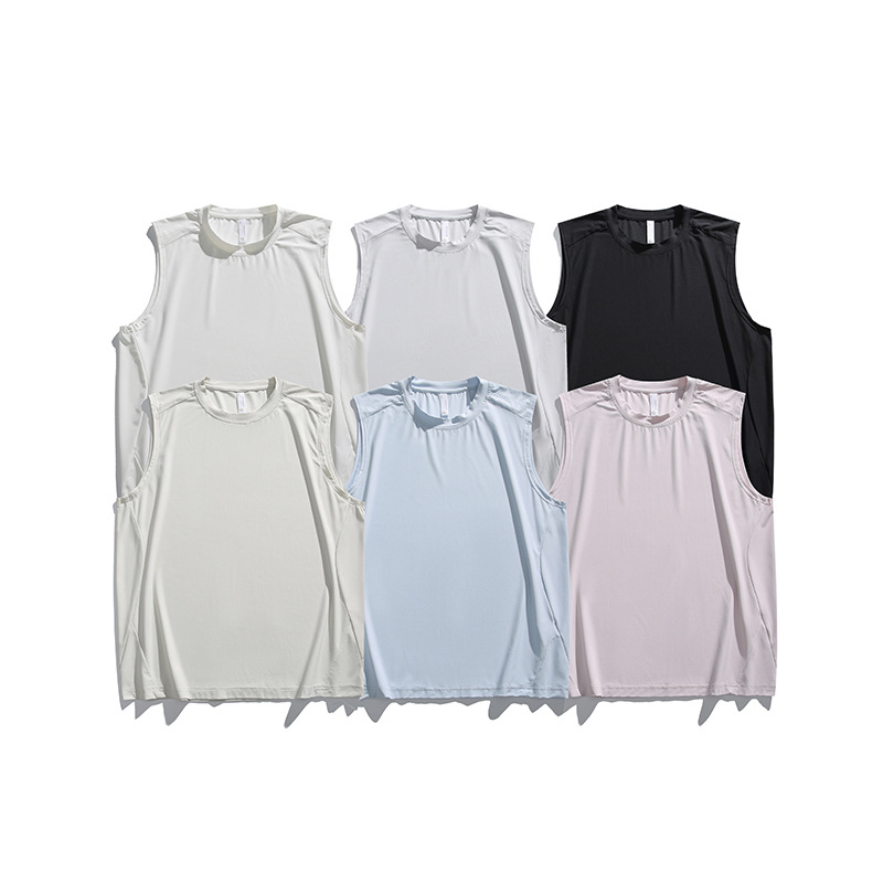 潮牌夏季冰絲速幹運動背心男寬鬆無袖跑步健身坎肩無袖上衣