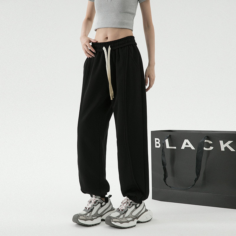 潮牌秋季新款美式束腳衛褲男女款運動休閒褲寬鬆垂感直筒褲