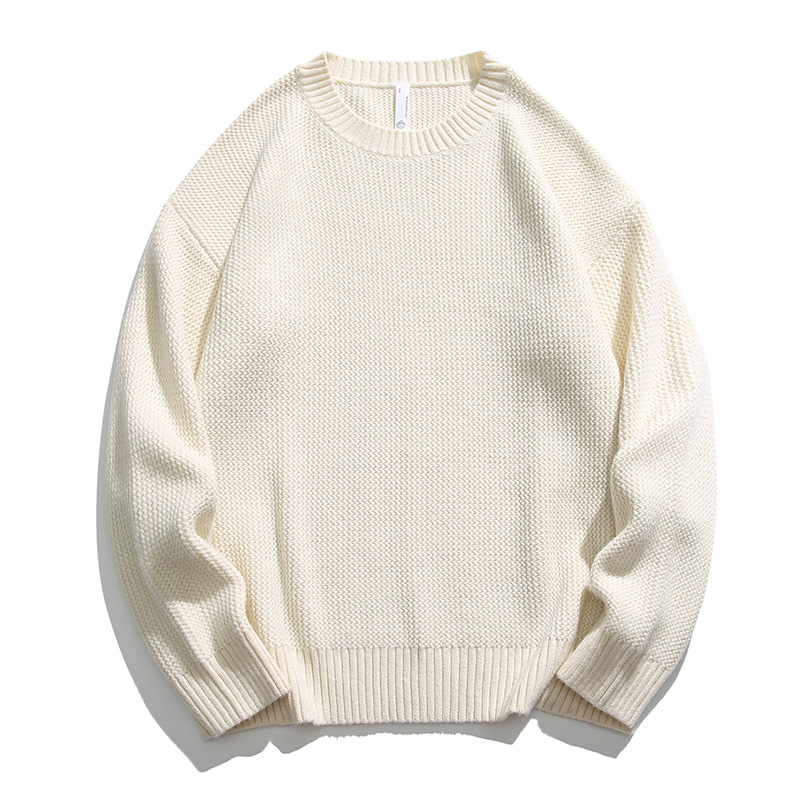 IZEXX美拉德純色圓領針織衫男款冬季潮牌寬鬆情侶休閒百搭毛衣潮