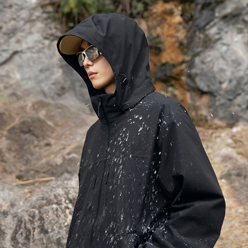 潮牌防水單層衝鋒衣男戶外登山服防風情侶款熱封真衝外套