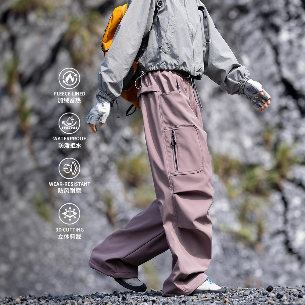 潮牌戶外登山耐磨三防潑水衝鋒褲男女徒步速幹直筒工裝褲子
