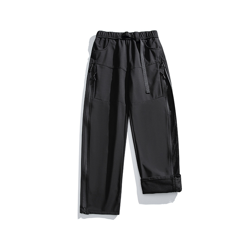 潮牌防水加絨衝鋒褲男戶外運動防風登山褲機能直筒工裝褲