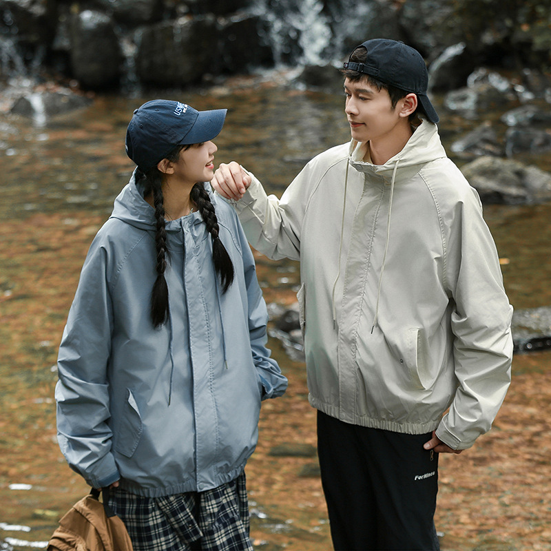潮牌山系戶外運動防風夾克男寬鬆拼接情侶款百搭防潑水外套