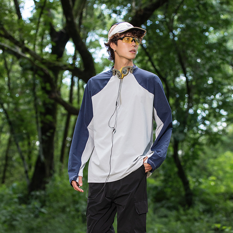 潮牌山系戶外運動速幹長袖T恤男吸溼排汗抗紫外線拉鍊登山服