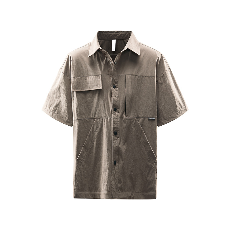 潮牌戶外短袖男UPF50夏季百搭休閒運動速乾防紫外線情侶襯衫