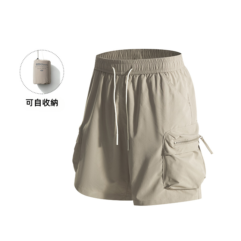 潮牌戶外短褲男夏季山系百搭休閒運動寬鬆透氣五分褲可收納