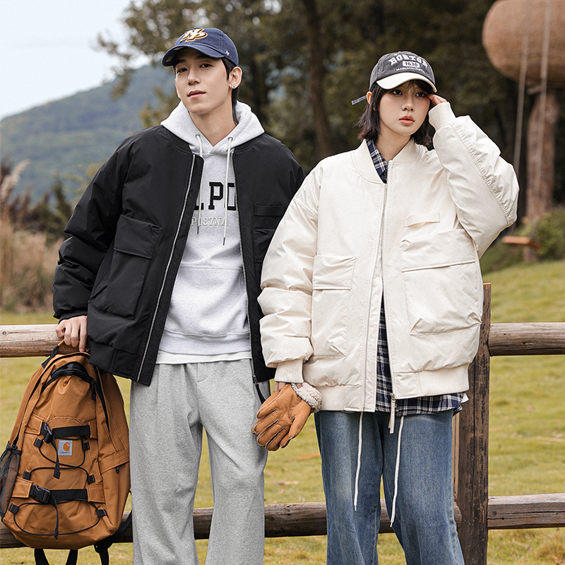 潮牌戶外運動美式飛行夾克棉衣男女保暖純棉麪包服外套棉服