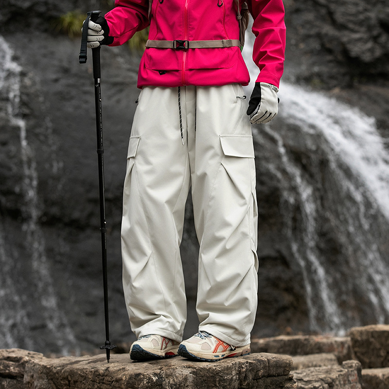 潮牌秋冬戶外防風加厚滑雪褲男女款防潑水保暖衝鋒褲工裝褲