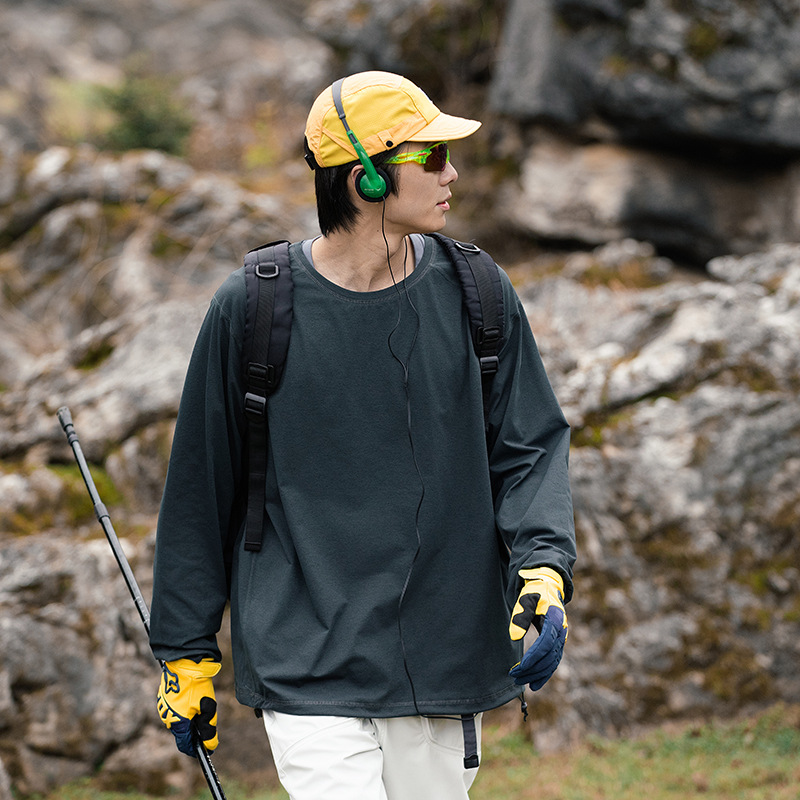 IZEXX潮牌山系戶外運動速幹長袖T恤輕薄吸濕彈力抗皺休閒運動上衣