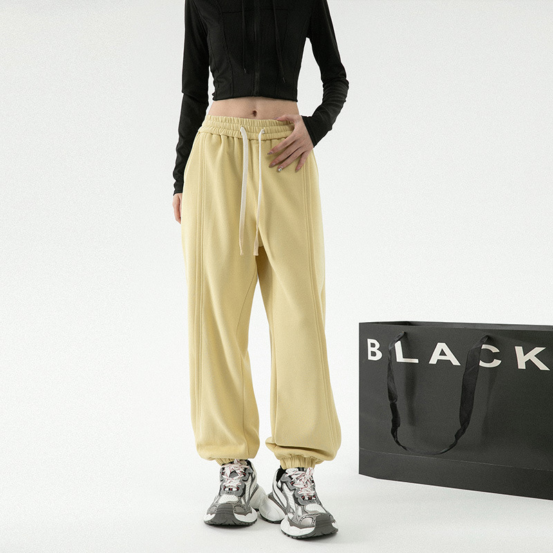 潮牌秋季新款美式束腳衛褲男女款運動休閒褲寬鬆垂感直筒褲